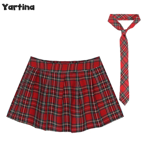 Womens Adult Japanese Schoolgirls Uniform Mini Skirts Cosplay Costume y2k Clothes Fancy Dress Outfit Pleated Skirt with Necktie