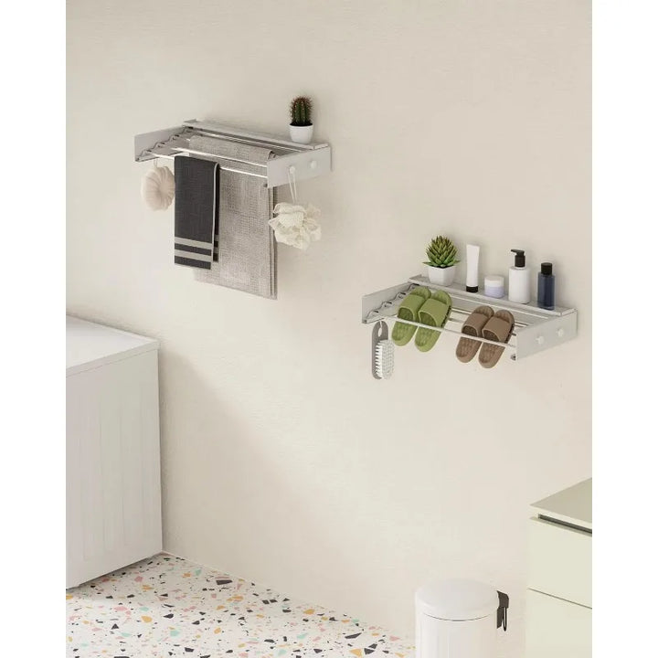 Laundry Drying Rack Collapsible,Wall Mounted Clothes Drying Rack Foldable,Indoor Drying Rack Clothing- 23.6" Wide 4 Aluminum