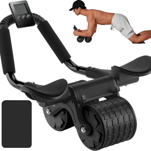 Elbow Support Automatic Rebound Abdominal Wheel Core Muscle Ab Trainer with Counter Display Fitness Exercise Roller Wheel
