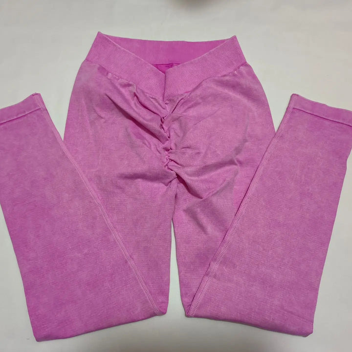 Sports High Waist Leggings Women V-back Waist Tights Stretchy Slim Yoga Fitness Set Seamless Short Sleeve Shorts and Pants Set