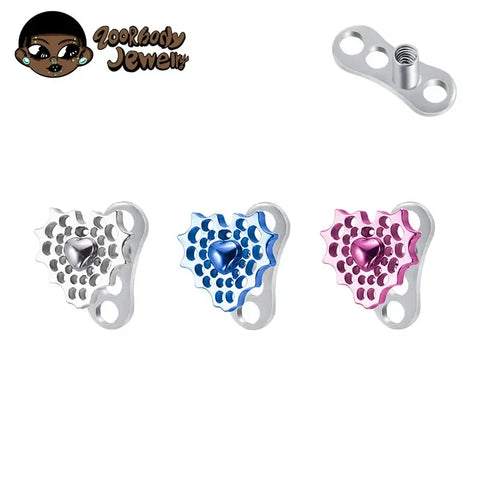 F136 Titanium Dermal Anchor Piercing Spider Web Heart 16G 1.2mm Microdermal Piercing Skin Diver Dermal Piercing Body Jewelry