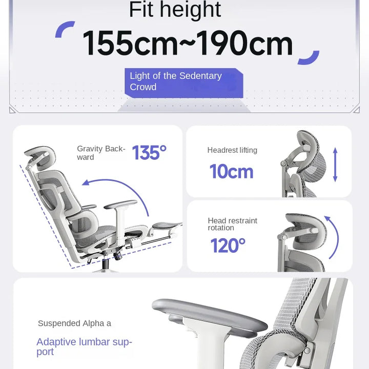 Comfortable Ergonomic Office Chair with Adjustable Height and Lumbar Support for Long Sitting Hours and Gaming