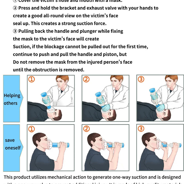 Heimlich Maneuver Anti Choking Rescue Device Anti Asphyxia Face Mask Emergency Home Rescue Adults & Children First Aid Kit