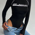 Rockmore Fashion Bodysuits Women Streetwear Print Jumpsuit Female Moto Biker Workout Long Sleeve Body Tops Casual Rompers Mujer