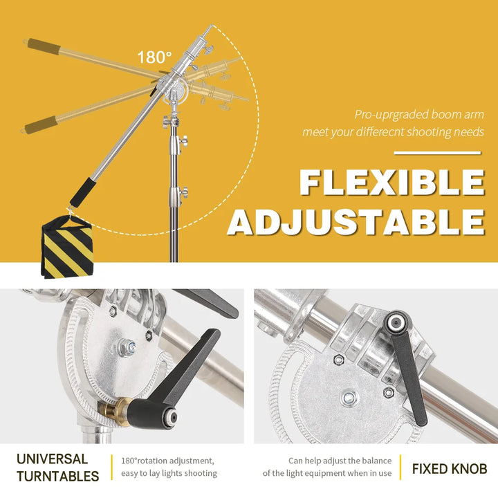 SH Stainless Steel Adjustable Cross Arm 106-249cm Photo Studio Telescopic Boom Arm Top Light For Pro Studio Flash Strobe
