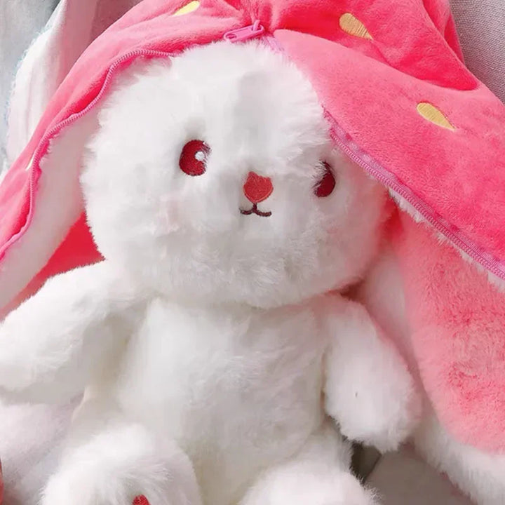 25cm Strawberry Cute Carrot Rabbit Plush Toy Stuffed Creative Into Fruit Transform Baby Cuddly Bunny Doll for Kid Birthday Gift
