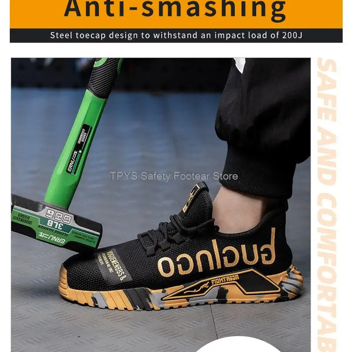 Lightweight Steel Toe Safety Shoes Men Anti-puncture Work Shoes Men Breathable Industrial Shoes Indestructible Work Safety Boots