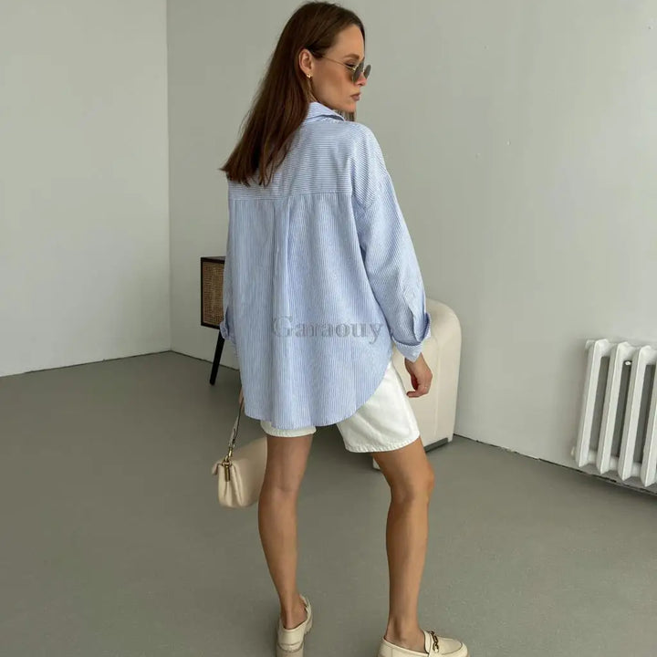 Garaouy Spring Women Single Breasted Blouses Vintage Lapel Collar Long Sleeve Office Lady Female Shirt Chic Pocket Top Blusas