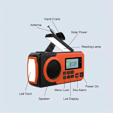 Solar Hand Crank Emergency Weather Radio,SW/AM/FM Portable Radio with 3 LED Flashlight 4000mAh Power Bank Cellphone Charger