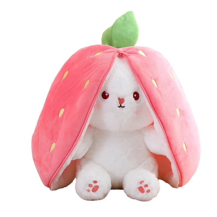 Random 1 Pcs 18cm Cute Stuffed Toys Strawberry Rabbit Radish Rabbit Plush Toys Zipper Doll