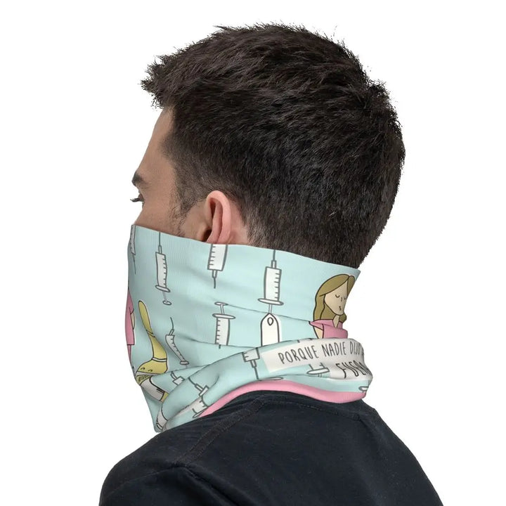 Custom Nursing Pattern Nurse Bandana Neck Gaiter for Ski Cycling Women Men Wrap Scarf Health Care Headband Warmer