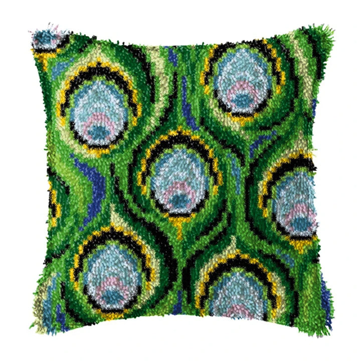 Christmas Vintage Classic Latch Hook Set Embroideried Latch Hook Kits Flower Latch Hook Pillow Button Pad Package Handmade Cross