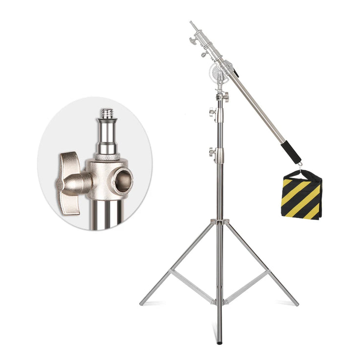 SH Stainless Steel Adjustable Cross Arm 106-249cm Photo Studio Telescopic Boom Arm Top Light For Pro Studio Flash Strobe