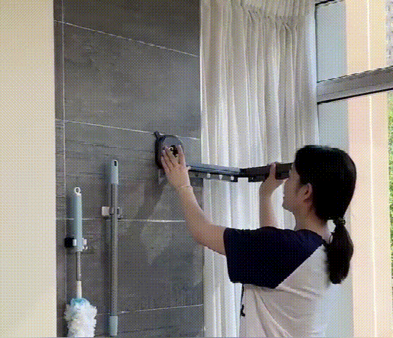 Suction Wall Mount Folding Clothes Drying Rack With Retractable Suction Cup Extension Pole Reusable 3-Fold Clothes Drying Rack