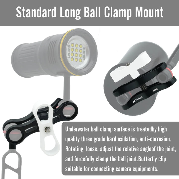 NiteScuba 2 Two Holes Clip Clamp Tripod Butterfly For Ball Head Mount Light Arm Bracket Connector Mount Adapter for Gopro Camera