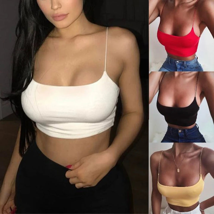 Sexy Spaghetti Strap Crop Tops Black Tank Top Women Summer Camis Backless Basic Camisole Casual Tube Top Sleeveless Cropped Vest