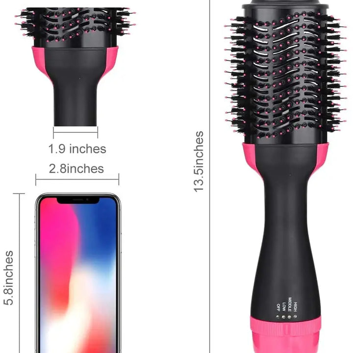 One Step Hair Dryer and Volumizer Round Hot Air Brush 3 in 1 Anti-Scald Negative Ion Hair Straightener Brush Comb Curler Styler