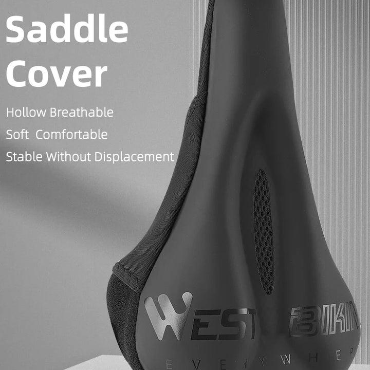 WEST BIKING Comfortable Bicycle Saddle Cover Breathable Rebound Silicone Foam Bike Seat Cover With Rain Cover Bike Accessories