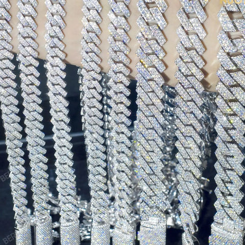 Iced Out 10-20mm Mens Miami Cuban Link Necklace Hip Hop CZ Cubic Zirconia Bling Prong Cuban Chain