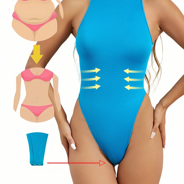 Women Round Neck Thong Shaperwear Bodysuits Sleeveless Adjustable Buckle Tight Fitting Jumpsuit T-shaped Shapewear Corset