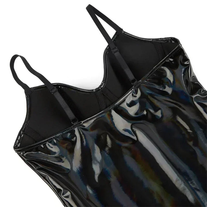 PU Leather Bodysuits Shapewear for Women Body Shaper Seamless Tummy Control No Pad Bra Push Up Corset Tank Top Underwear