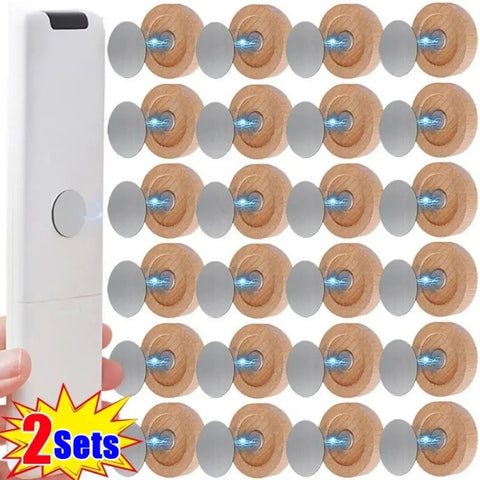 2Pcs Simple Wall Mounted Hooks Wooden Powerful Remote Control Invisible Hook Keys Fridge Stickers Storage Rack Home Organizer