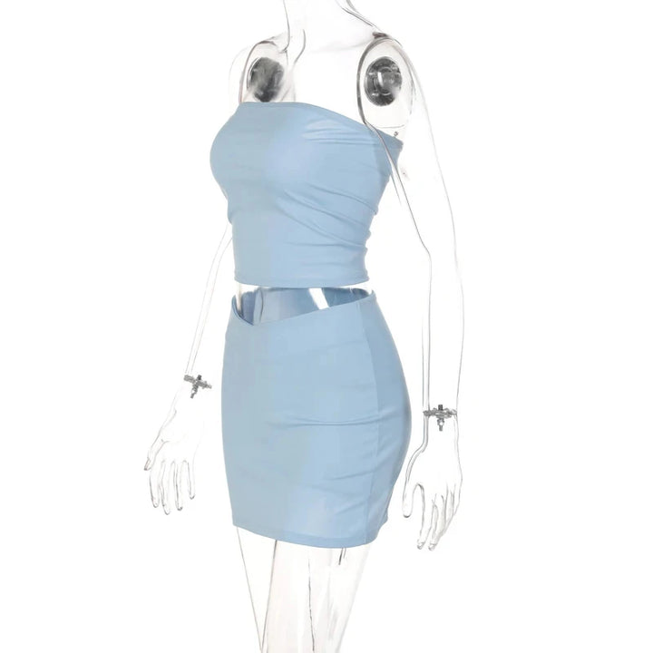 Dulzura Women 2025 Spring Tube Tops Mini Skirts Party Club Two Piece Matching Sets Vacation Outfits Wholesale Items For Business