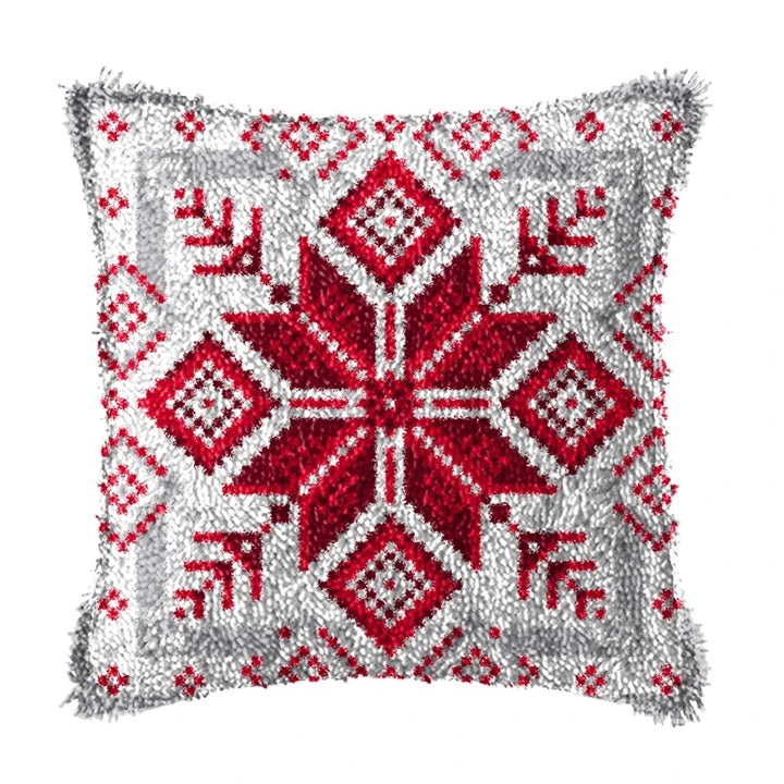 Christmas Vintage Classic Latch Hook Set Embroideried Latch Hook Kits Flower Latch Hook Pillow Button Pad Package Handmade Cross