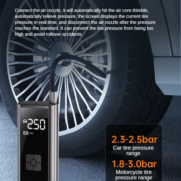 Car Air Pump Wired/Wireless Protable Car Air Compressor 150PSI Tire Inflation Pump for Motorcycle Bicycle Car Tire Ball Inflator