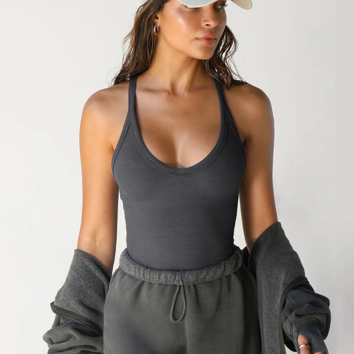 Women Bottoming Shirt Basic Elastic Tank Tops Solid O-neck T-shirt Female Knitted Short Slim Sleeveless Shirt Tank Casual Tops
