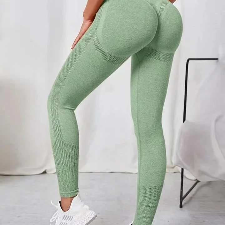 Women Seamless Solid Leggings Knit Slim Leggings High Waist Hip Liftting Fashion Elastic Fitness Yoga Tights Gym Workout Pants
