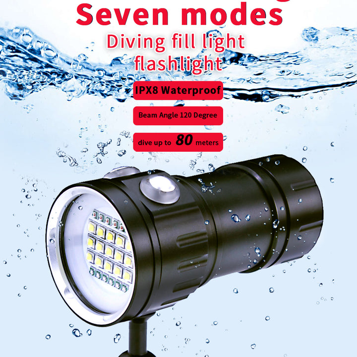 Professional Underwater 27 LED Photography Light Highlight Lamp 20000Lumens Diving Flashlight 100M Waterproof Video Camera torch