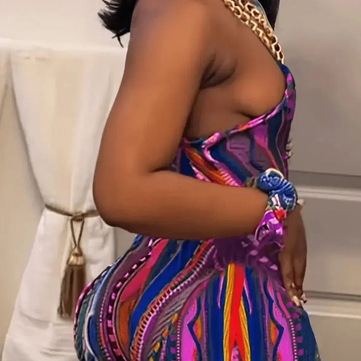 Hot Design Summer Casual Slim Print Bodycon Jumpsuit Shorts Ladies Sexy Cute Rompers Femme