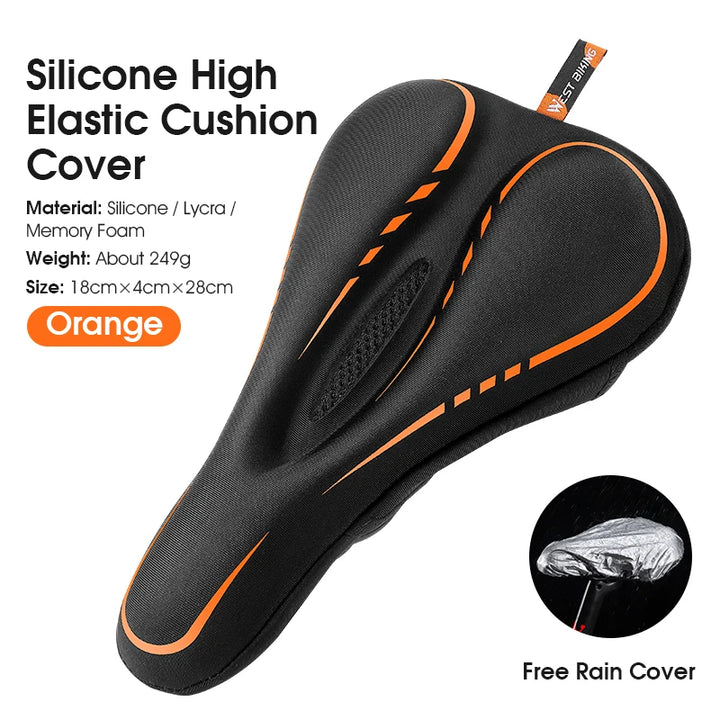 WEST BIKING Bicycle Saddle Cover Silicone Shockproof Bike Cushion Cover Breathable Rebound Bike Seat Cover Cycling Accessories