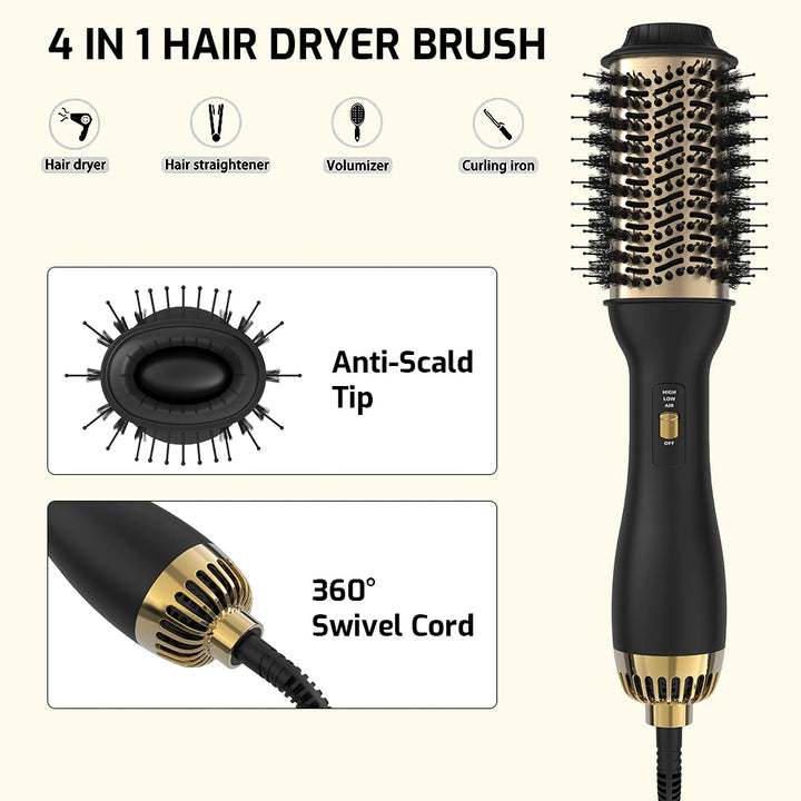 LISAPRO 4 IN 1 Hot Air Brush One-Step Hair Dryer And Volumizer Styler and Dryer Blow Dryer Brush Professional 1000W Hair Dryers