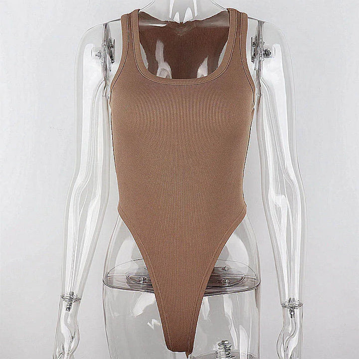 Sleeveless Knit Bodysuit 2024 Hot Summer Sexy Bodycon Off Shoulder Halter Tops Casual Street Bodice For Women ClubWear