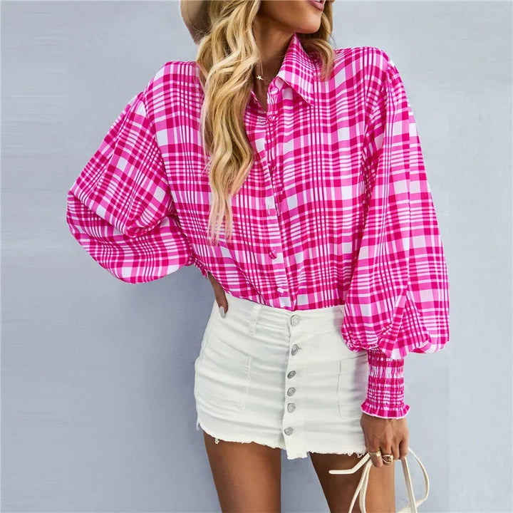 Fashionable Long Sleeve Printed Versatile Shirt For Women Autumn European And American Style Commuting Top With Button