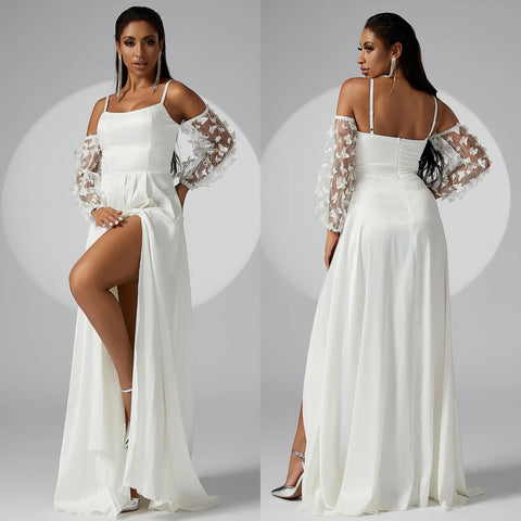 Vestidos De Novia 2024 White Off Shoulder Wedding Party Dress Long Sleeve Sexy Simple Brides Wedding Dresses Lace Robe De Mariée
