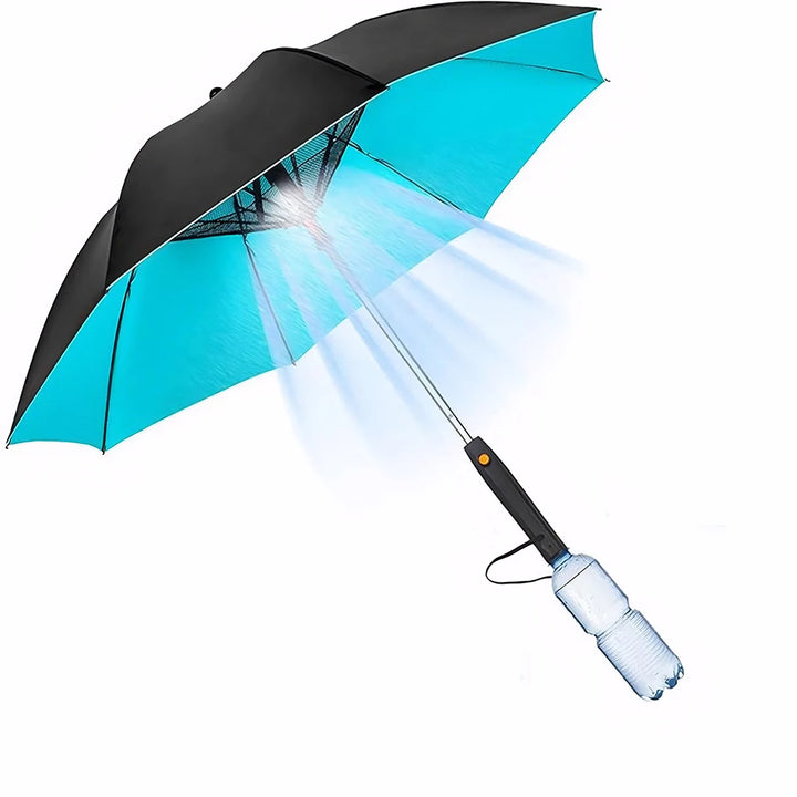 Upscale USB Chargeable Foldable Umbrella with Fan Beach Parasol Creative Portable UV Umbrella Folding Beach Umbrella Outdoor