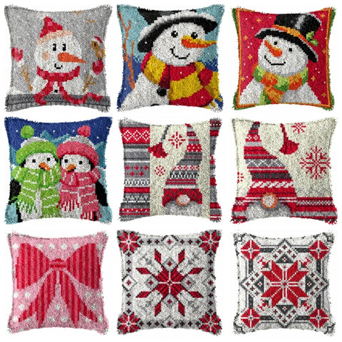 Latch Hook Santa Claus Needle For Carpet Embroidery Pillow Foamiran Needlework Set Smyrna Cushion Button Package Latch Hook Kit