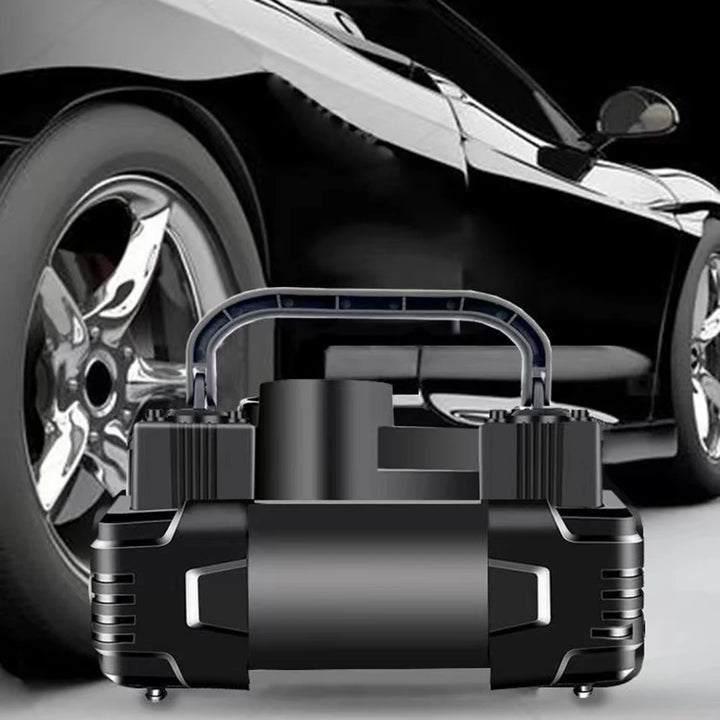 12V 150PSI Mini Air Compressor Dual Cylinder Heavy Duty Tire Inflator with LED Light Car Electric Air Pump Auto Inflatable Pump
