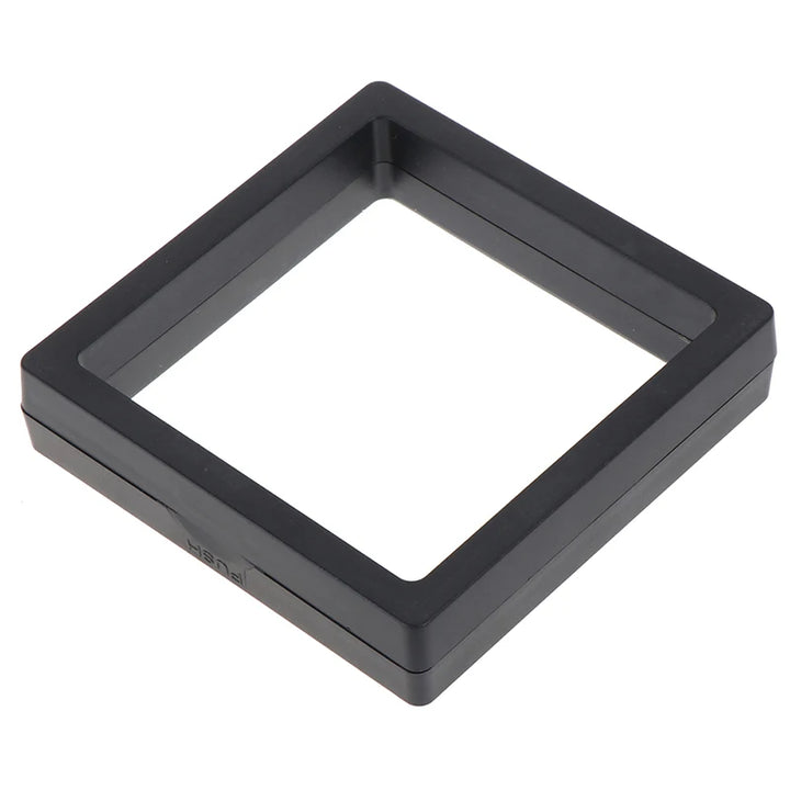 90*90mm Black 3D Floating Jewelry Coin Display Frame Holder Box Case Stand Jewelry Storage Display Suspension Box