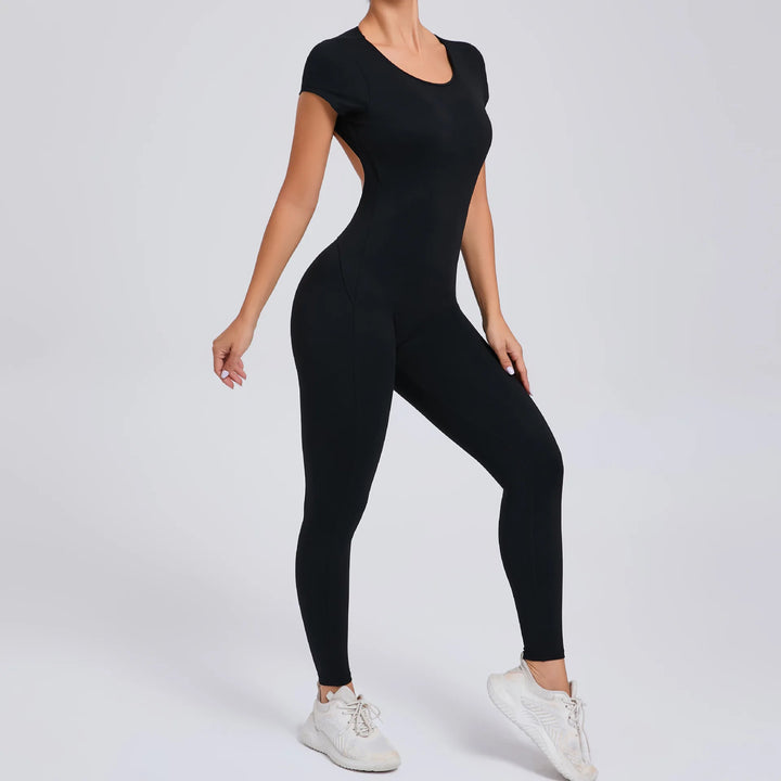 Yoga Set Sexy Backless One-piece Suit Female Rompers Quick Dry Yoga Clothing Workout Bodysuits Flared Sports Jumpsuit Women