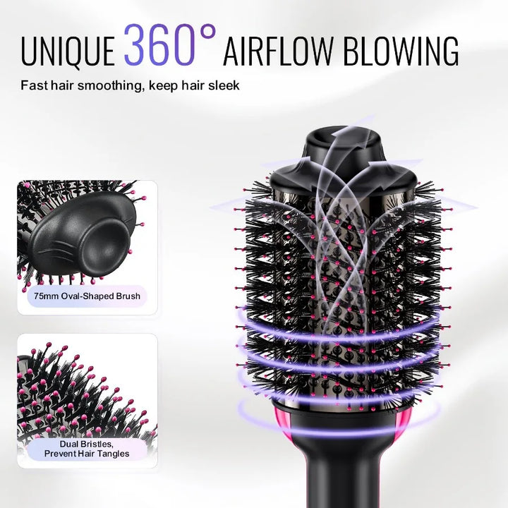 Hair Blow Dryer Brush Ionic Hair Styler Volumizer with 2.95 Oval Barrel