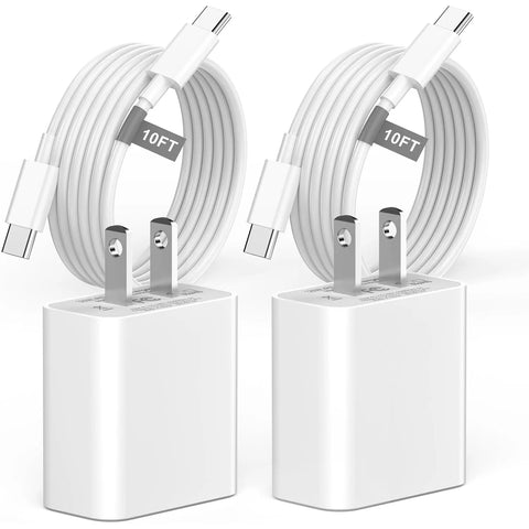 For iPhone16 Charger, 2Pack 20W USB C Charger with10FT Type C Cable for iPhone 16/16 Plus/16 Pro/16 Pro Max/15/15 Pro/15 Pro Max