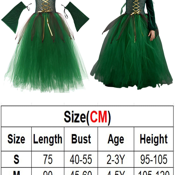 Kids Girls Elf Cosplay Tutu Dance Skirts Costume Children Roleplay Dress Up Performence Stage Dress Elf Earrings Halloween Cloth