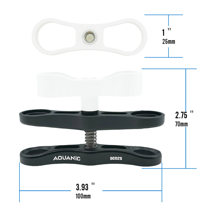 NiteScuba 2 Two Holes Clip Clamp Tripod Butterfly For Ball Head Mount Light Arm Bracket Connector Mount Adapter for Gopro Camera