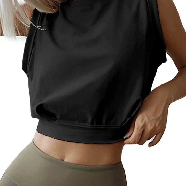 Crop Top Cotton Shirts for Women Cute Sleeveless Yoga Tops Running Gym Workout Shirts Casual Fitness Loose Female T-Shirt