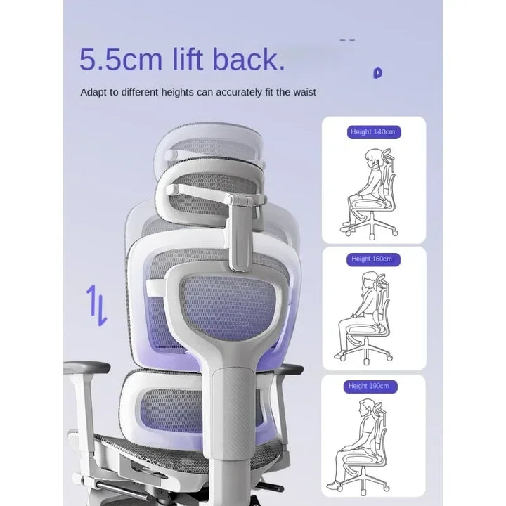 Comfortable Ergonomic Office Chair with Adjustable Height and Lumbar Support for Long Sitting Hours and Gaming
