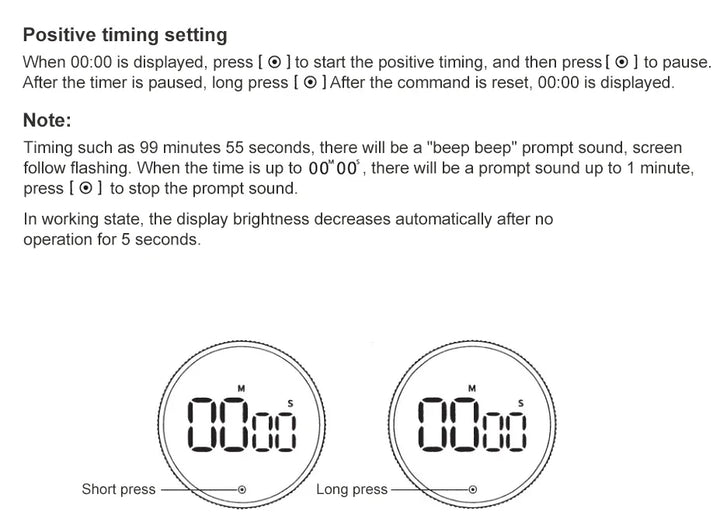 Round Digital Timer Stopwatch HD LED Electronic Studying Self Regulated Rotary Countdown Alarm Kitchen Cook Gadget Home Reminder